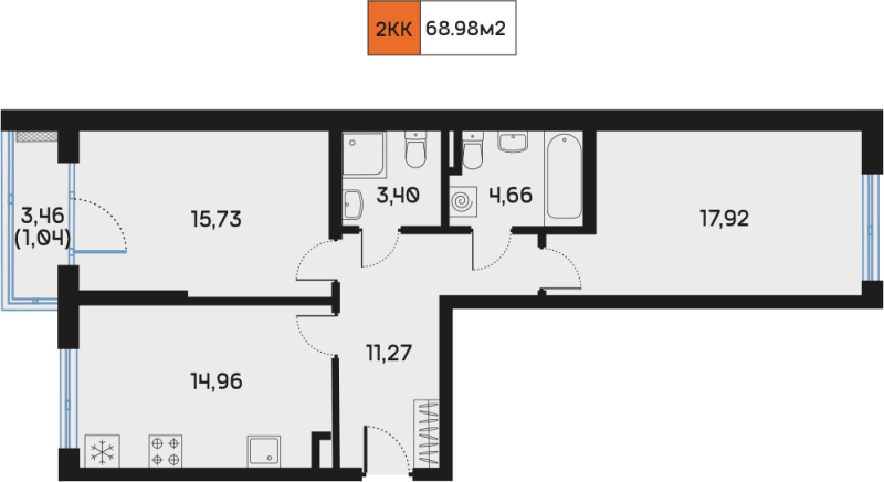 3 ккв (Евро) 69,3 м²