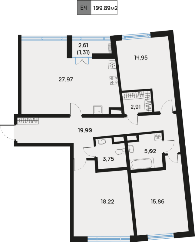 4 ккв (Евро) 109,7 м²