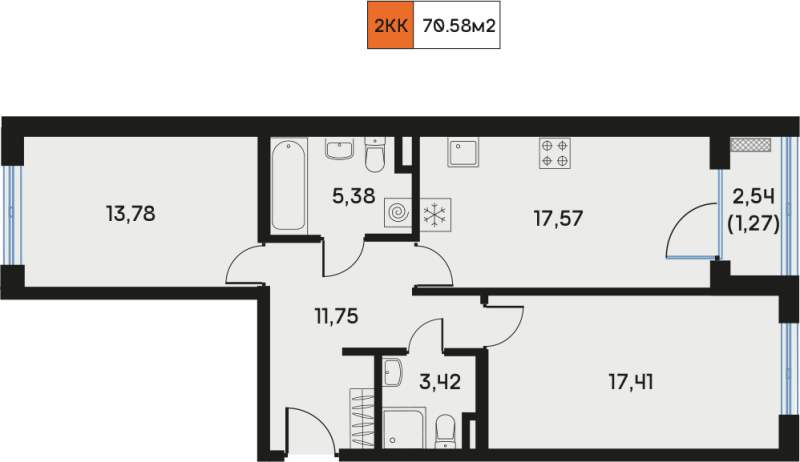 3 ккв (Евро) 70,5 м²
