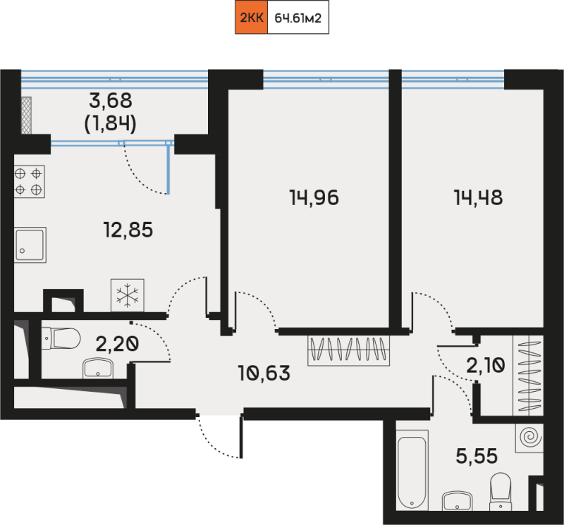 2 ккв 65,1 м²