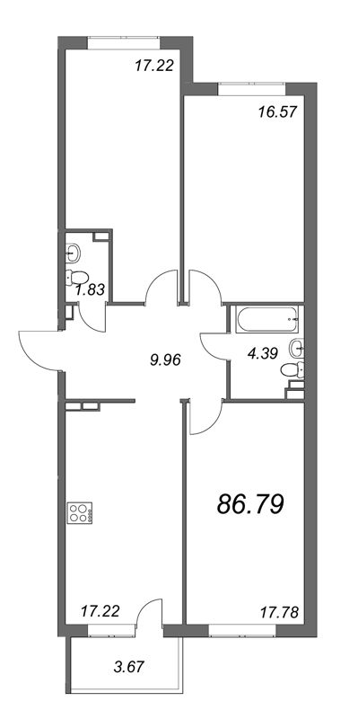 3 ккв 88,2 м²