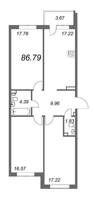 3 ккв 88 м²