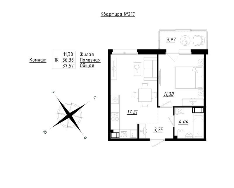 2 ккв (Евро) 37,7 м²