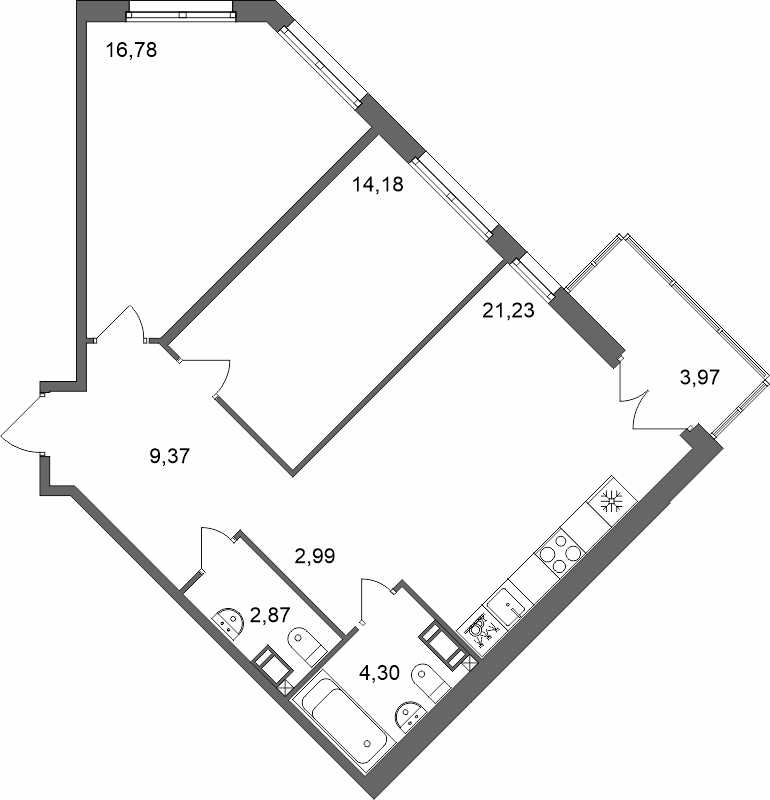 3 ккв (Евро) 72,9 м²