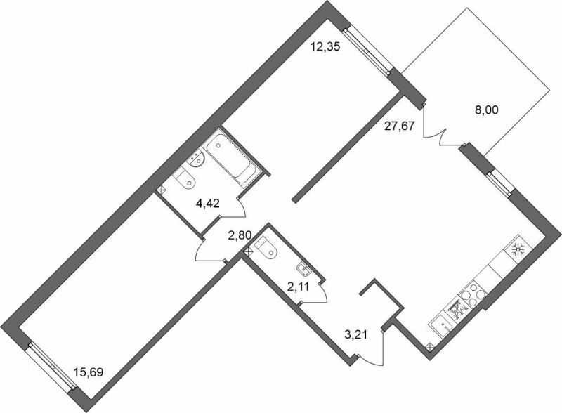 3 ккв (Евро) 70,7 м²