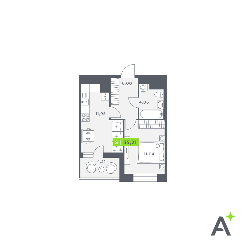 2 ккв (Евро) 36,4 м²