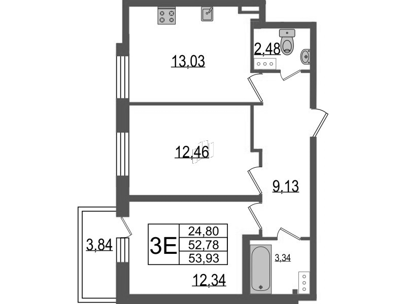 2 ккв 53,8 м²