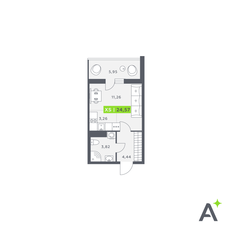 Студия 24,5 м²