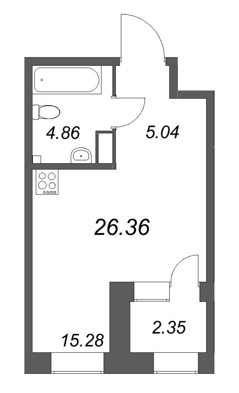Студия 26,4 м²