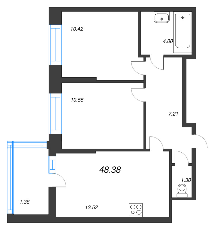 2 ккв 48,4 м²