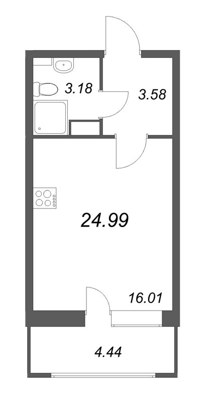 Студия 25 м²
