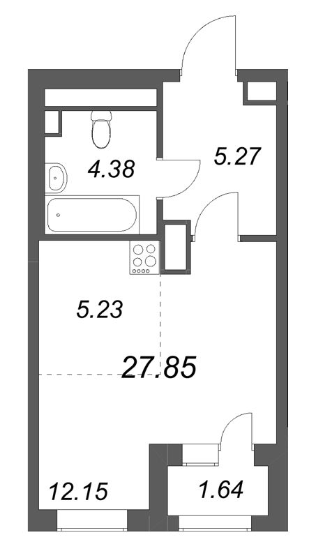 Студия 27,9 м²
