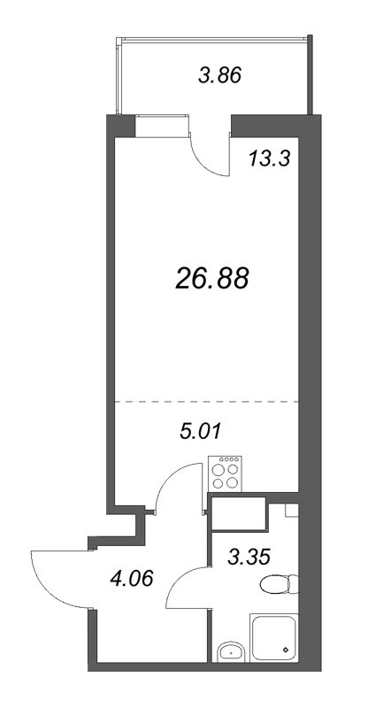 Студия 26,9 м²
