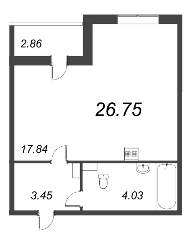 Студия 27 м²