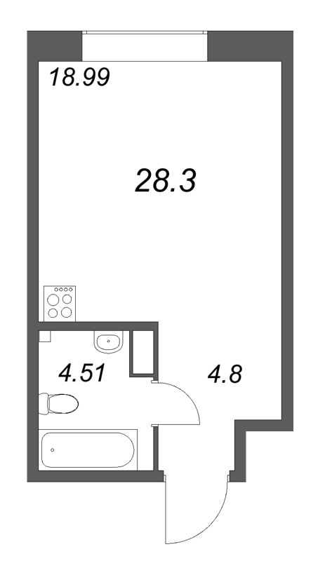 Студия 28,3 м²