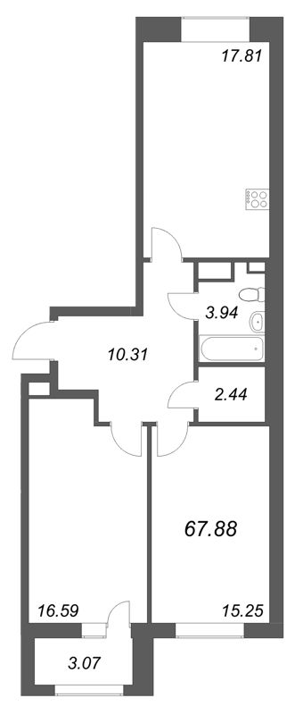 3 ккв (Евро) 67,9 м²