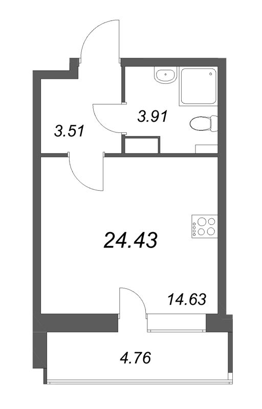 Студия 24,4 м²