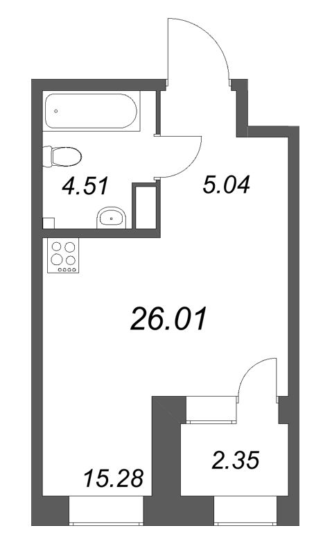 Студия 26 м²