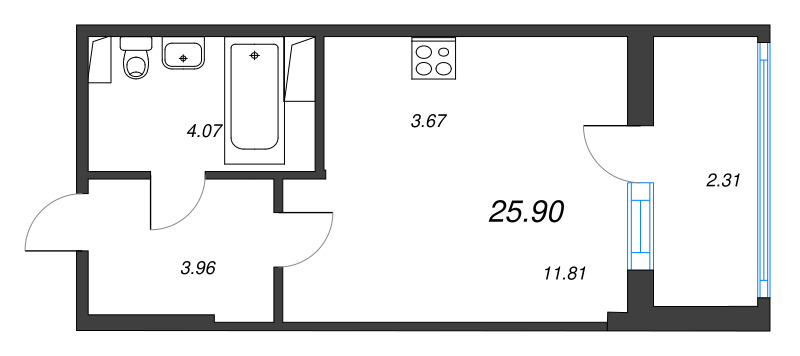 Студия 25,8 м²