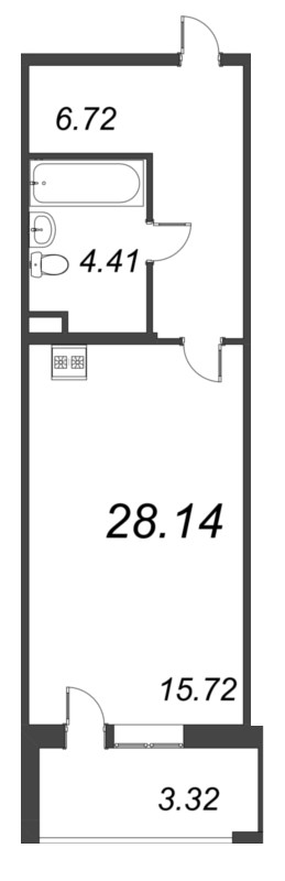 Студия 28,2 м²