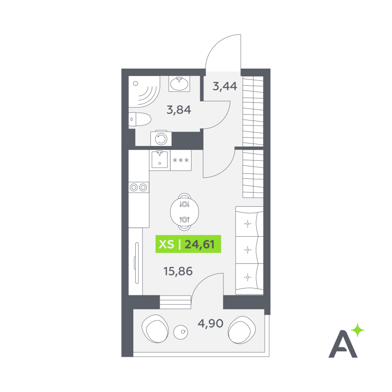 Студия 24,6 м²