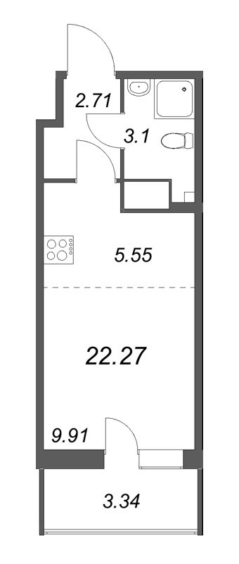 Студия 22,3 м²