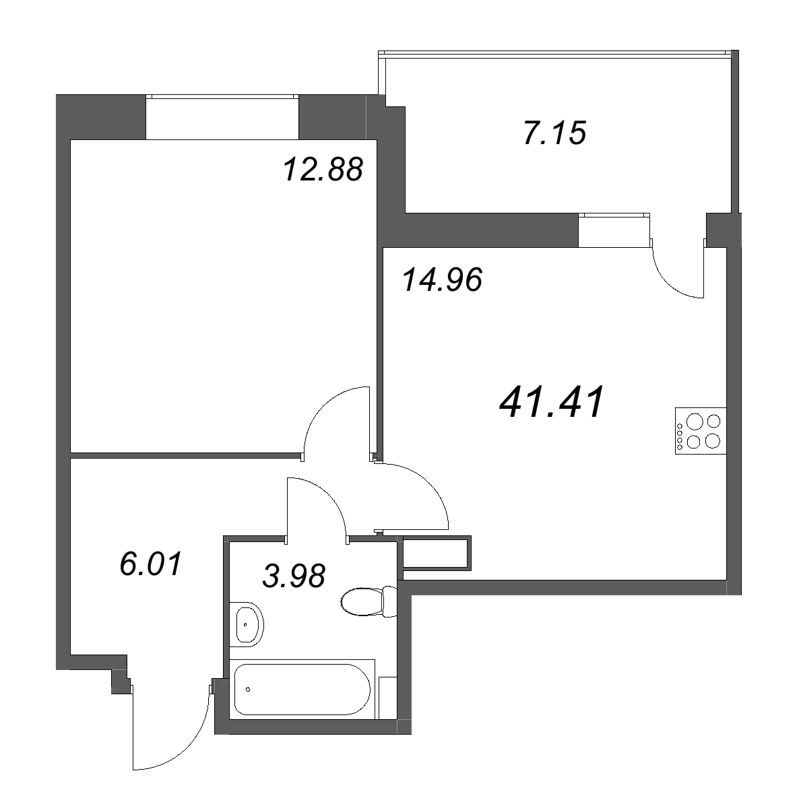1 ккв 41,4 м²