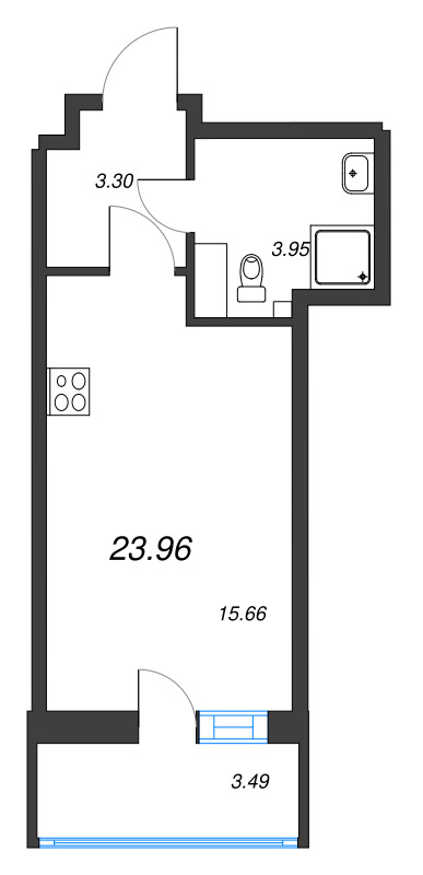 Студия 24 м²