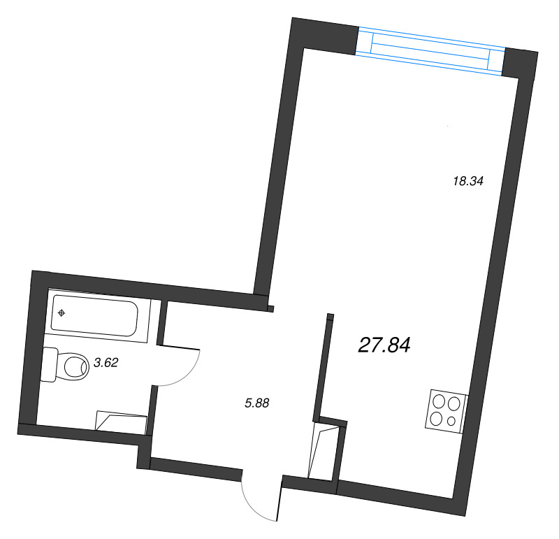 Студия 27,8 м²
