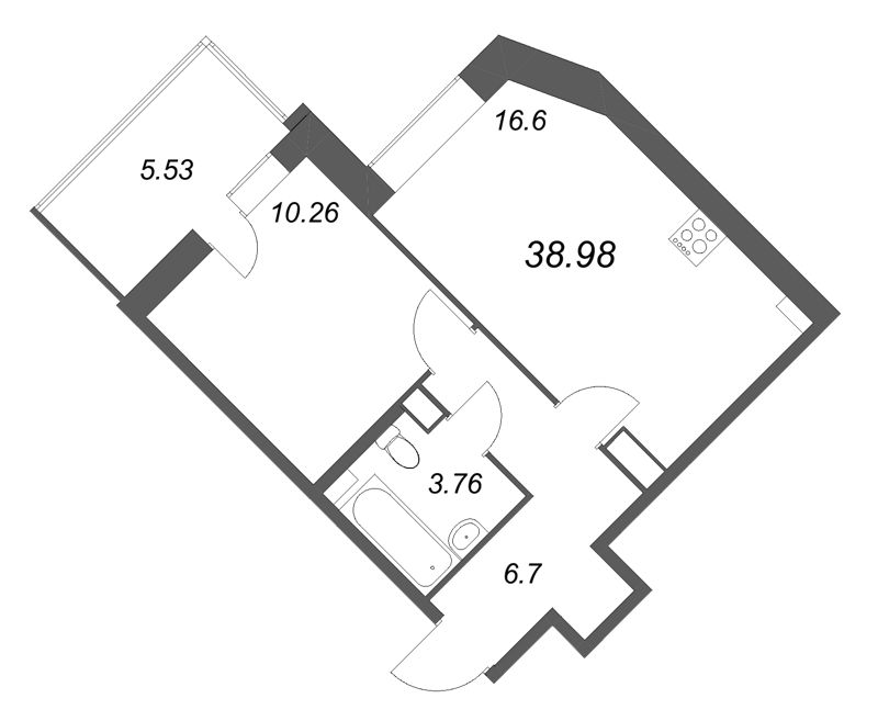 2 ккв (Евро) 39 м²