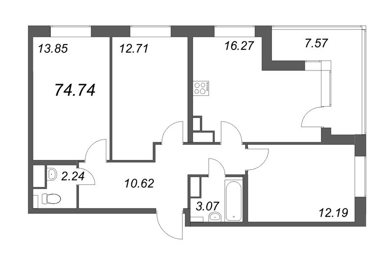 4 ккв (Евро) 75,7 м²