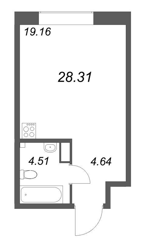 Студия 28,3 м²