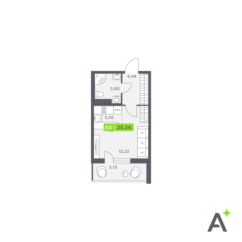 Студия 25,2 м²