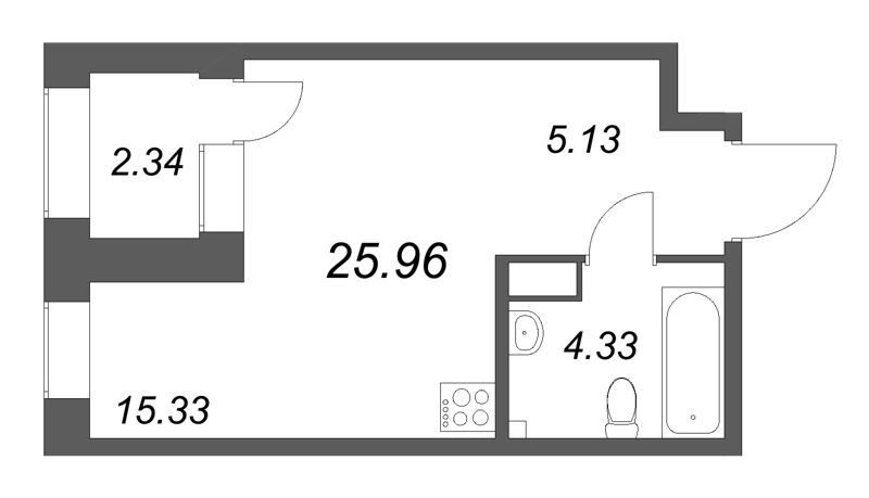 Студия 26 м²