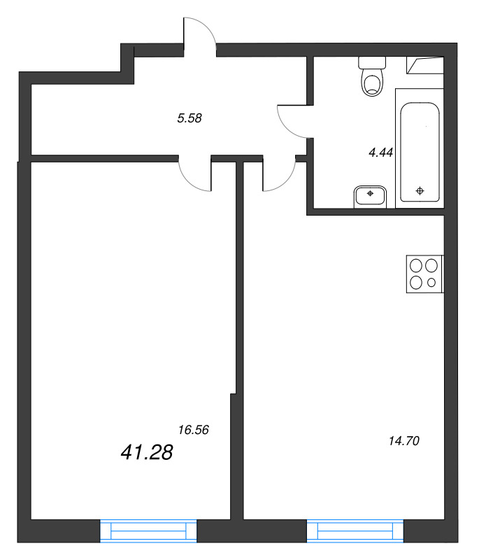 1 ккв 40,8 м²