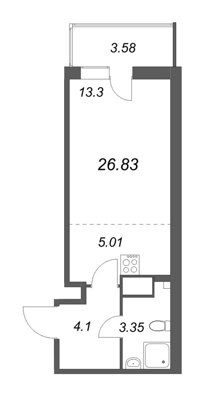 Студия 26,8 м²