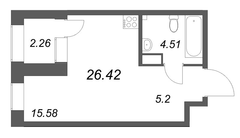 Студия 26,4 м²