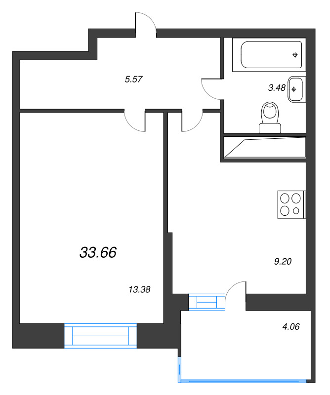 1 ккв 33,3 м²