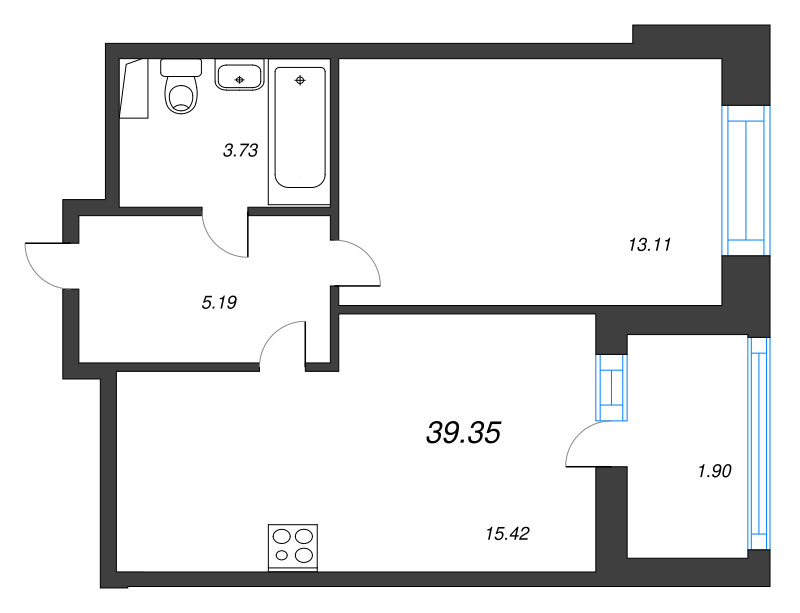 2 ккв (Евро) 39,4 м²