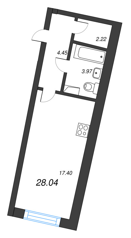 Студия 28 м²