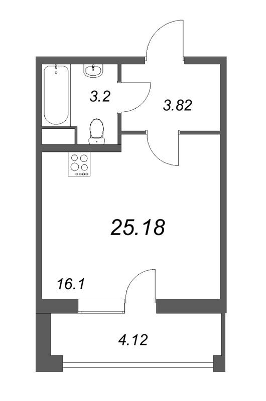 Студия 26,1 м²