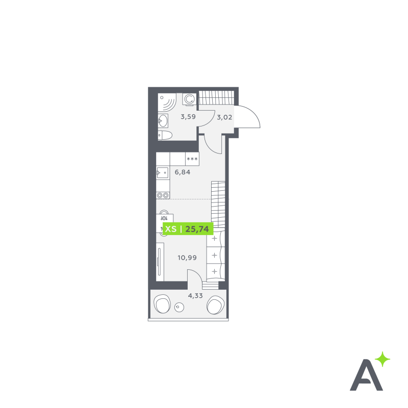 Студия 26,2 м²