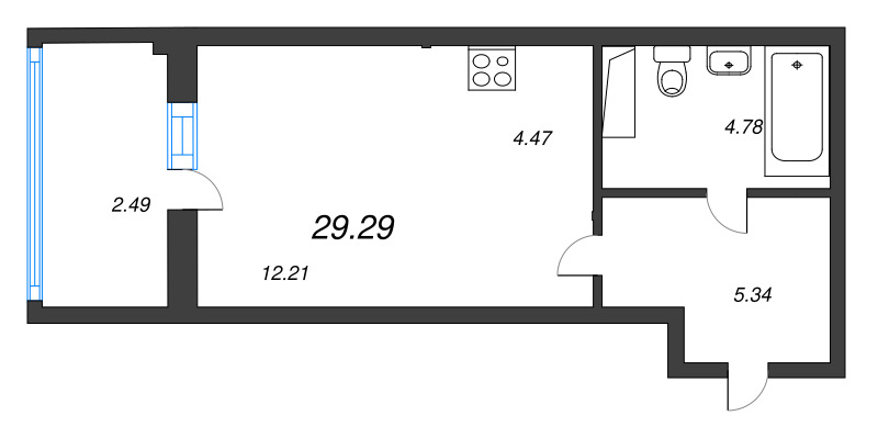 Студия 29,3 м²