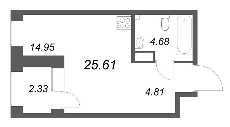 Студия 25,6 м²