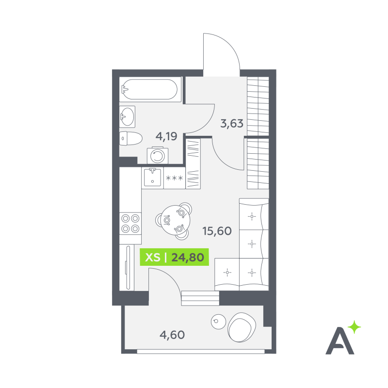 Студия 24,8 м²