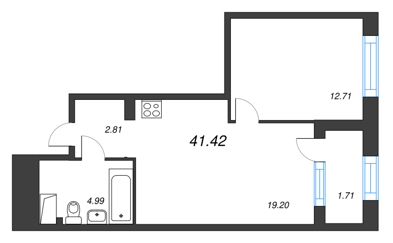 2 ккв (Евро) 41,4 м²