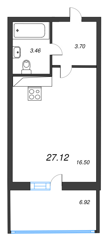 Студия 25,4 м²