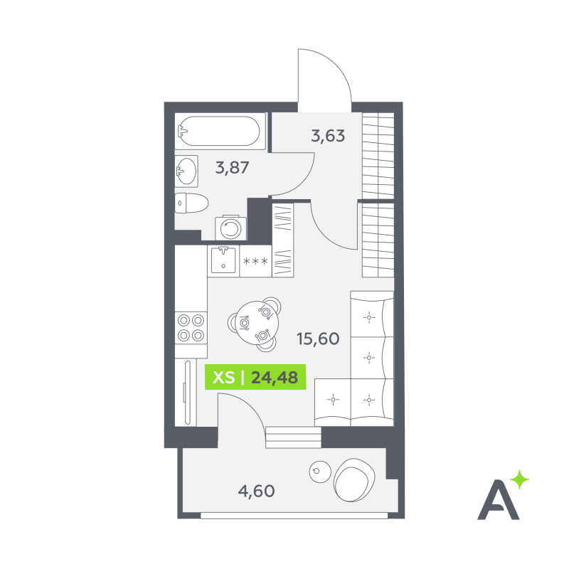 Студия 24,5 м²