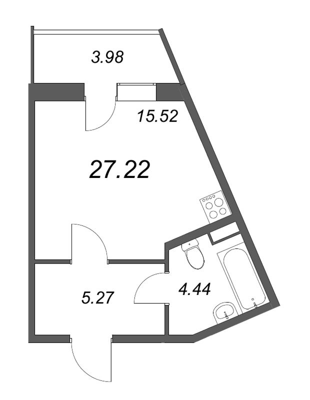 Студия 27,5 м²