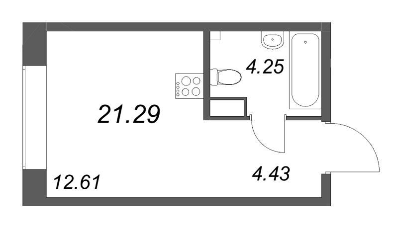 Студия 21,3 м²
